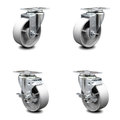 Service Caster 4 Inch Semi Steel Cast Iron Wheel Swivel Top Plate Caster Set with 2 Brakes SCC SCC-20S414-SSS-TP2-2-TLB-2